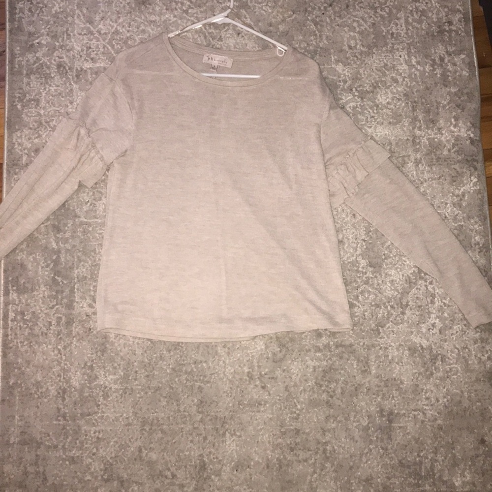 Cream colored philosophy sweater with ruffles